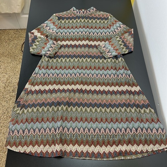 Catherine Malandrino Multi Colored Knit Shift Dress Size 4 Stretch Metallic - Picture 3 of 12